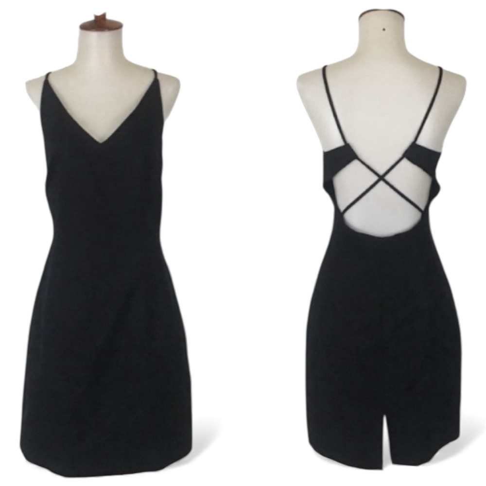 David Meister Black Dress Women’s 10 Crisscross Open Back Mini Sheath‎ Dress